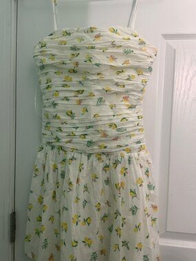T.J.Maxx White Lemon-Print Strapless Sundress
